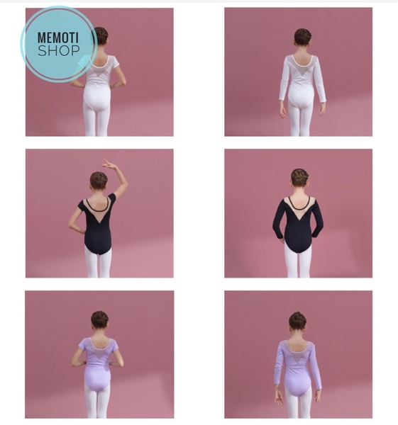 Set áo váy múa V lưng dài tay trắng