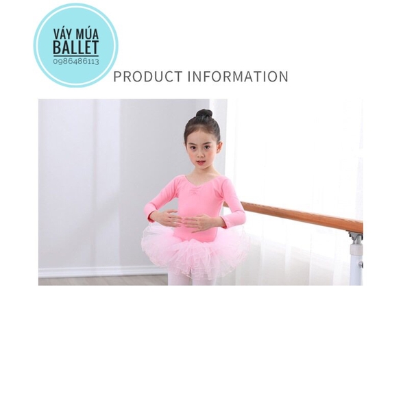 Set áo váy múa basic dài tay (hồng, xanh, tím)