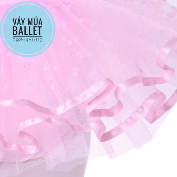 Váy múa phối ren dài tay màu tím, hồng