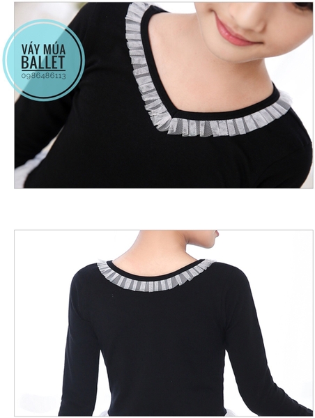 Váy múa voan mềm phối màu dài tay