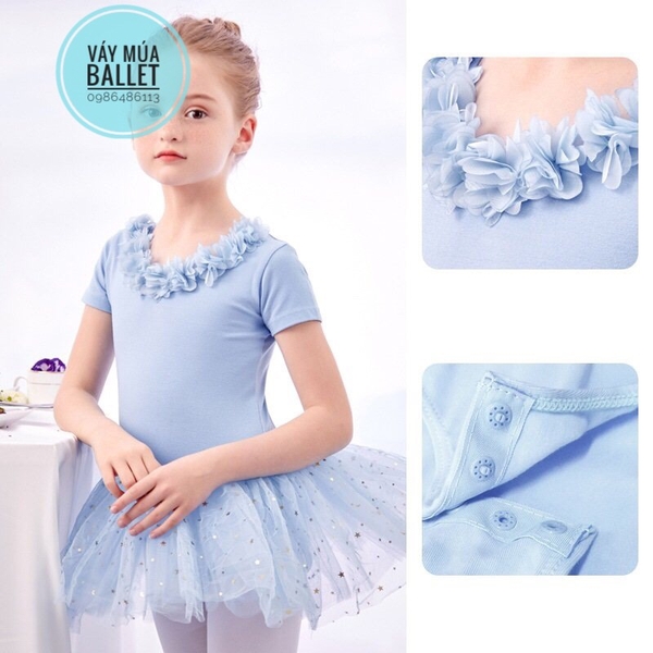 Váy múa hoa cổ sao ngắn (nude, hồng, xanh, tím)