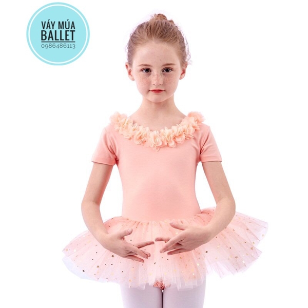 Váy múa hoa cổ sao ngắn (nude, hồng, xanh, tím)