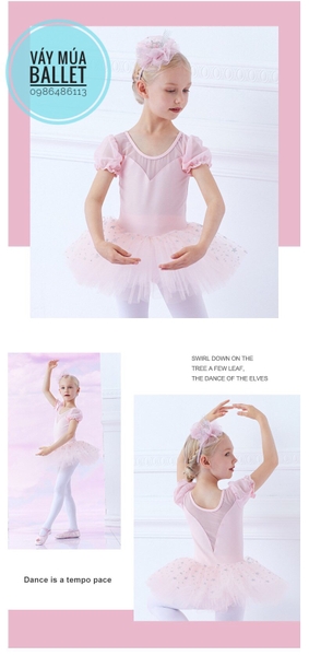 Váy múa phối ren sao tay bồng