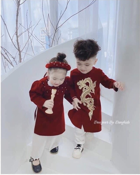 Bộ áo dài nhung đỏ cao cấp