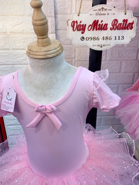 Váy múa tiên ngắn voan nhũ lấp lánh