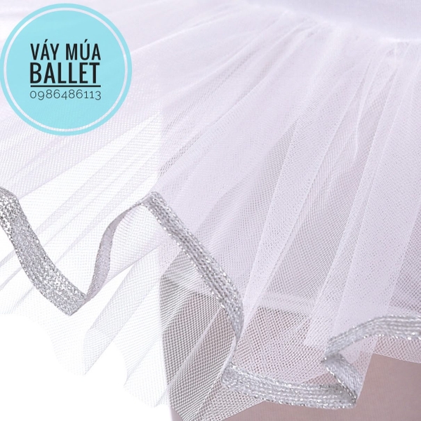 Váy múa ballet 2 dây kimsa trắng