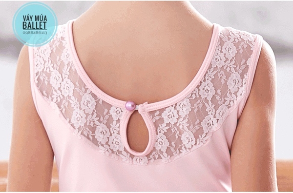 Váy tập múa ba lỗ phối ren 2 tầng (hồng, đen)