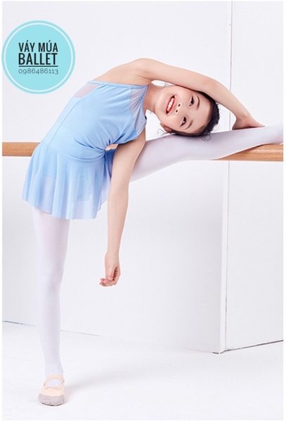 Váy tập múa phối voan 2 dây đan lưng