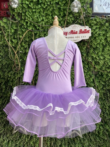 Váy múa đan lưng tay lỡ tím
