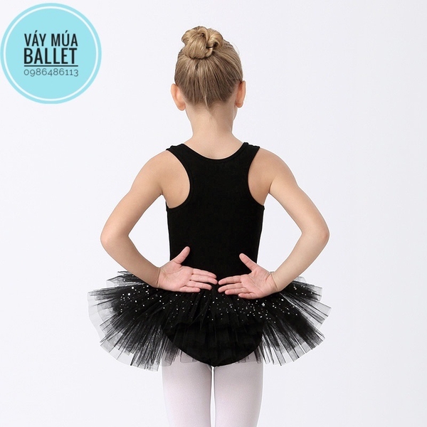 Váy múa ba lỗ sao lấp lánh (tím, đen, hồng)