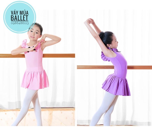 Váy tập múa cotton nơ tay tiên