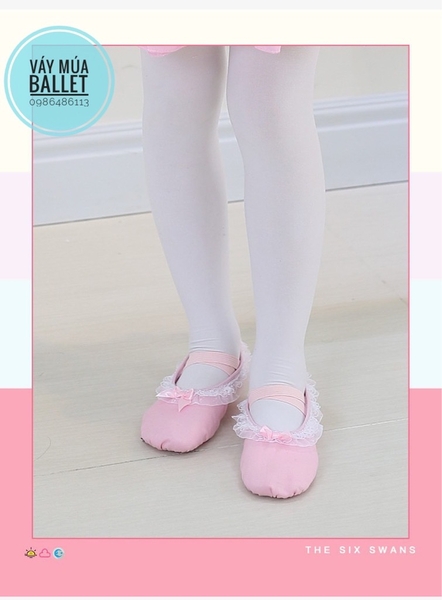 Giày vải múa viền ren hồng