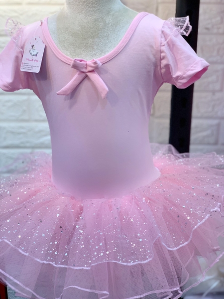 Váy múa tiên ngắn voan nhũ lấp lánh