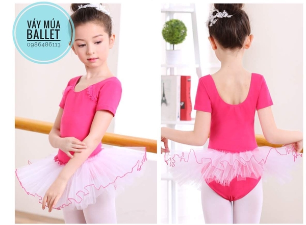 Váy múa bèo cầu ngực 4 màu phối trắng