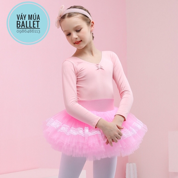 Váy múa viền ren dài tay