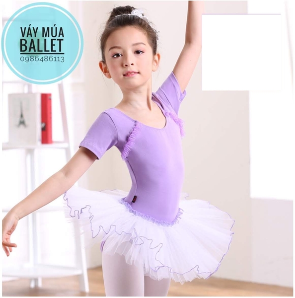 Váy múa bèo cầu ngực 4 màu phối trắng