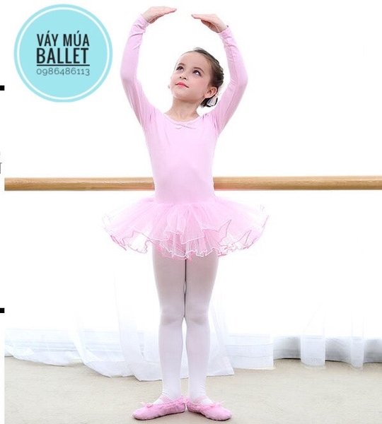 Váy múa tiên dài tay màu hồng, xanh coban, vàng, hồng đậm