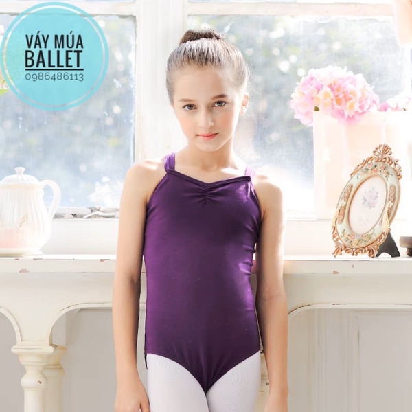 Áo tập múa dây kép đan lưng (tím, xanh, hồng, đen)