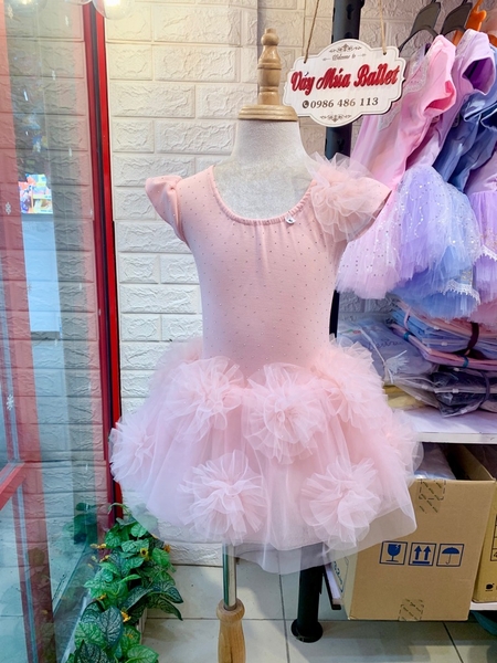 Váy múa cotton đá tiên hoa voan mềm