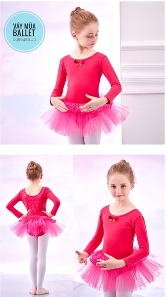 Váy múa nơ bèo lấp lánh dài (nhiều màu)