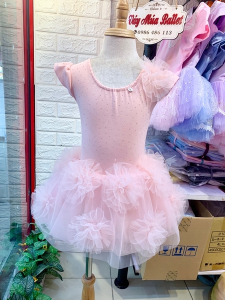 Váy múa cotton đá tiên hoa voan mềm