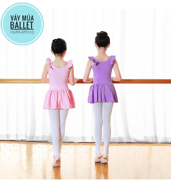 Váy tập múa cotton nơ tay tiên