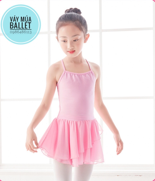Váy tập múa 2 dây voan chéo (nhiều màu)