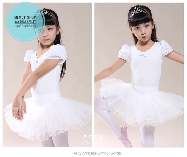 Váy múa tay búp Barbie (hồng, trắng)