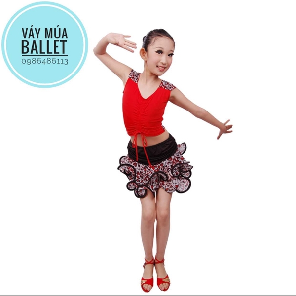 Bộ khiêu vũ dancesport da báo đỏ