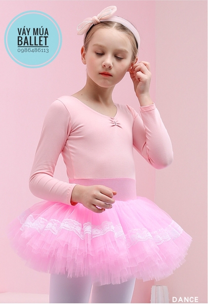 Váy múa viền ren dài tay