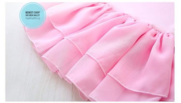 Váy múa hoa cổ 2 tầng dài