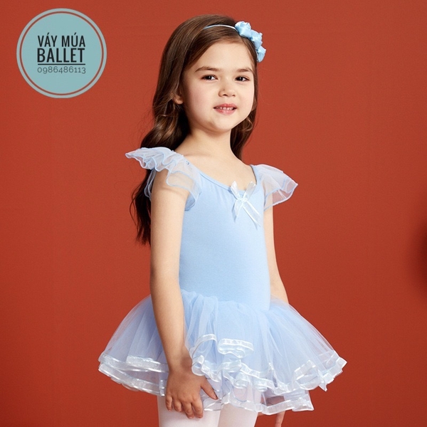 Váy múa tiên nơ viền new (tím, xanh, hồng)