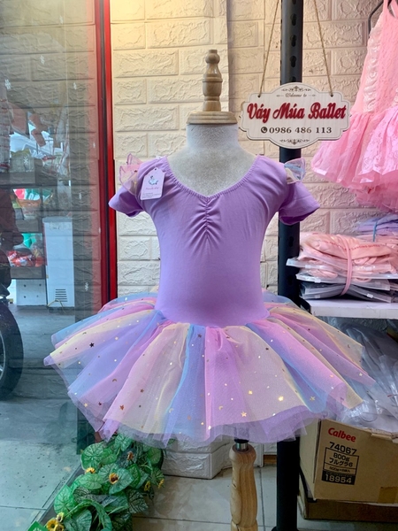 Váy múa tiên ngắn sao cầu vồng tím