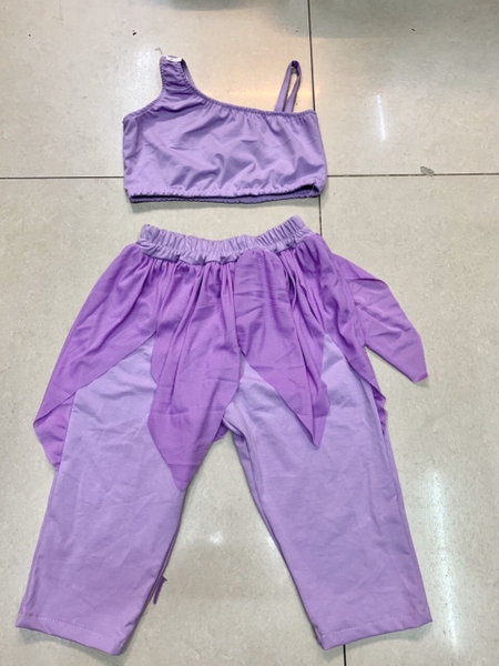 Bộ nhảy lệch vai, quần tà voan lụa