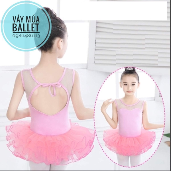 Set áo váy múa cutout lưng buộc nơ (2 màu)