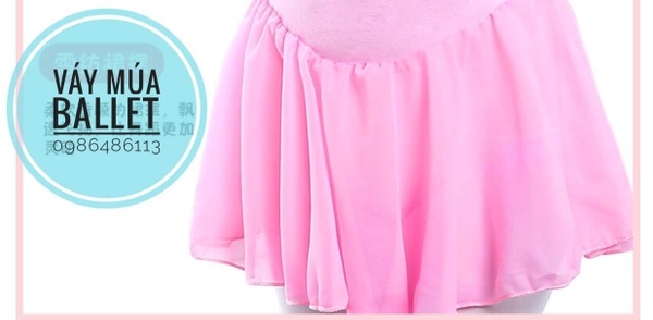 Váy tập múa voan dài tay (hồng, tím)