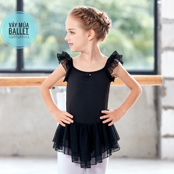 Váy tập múa tiên voan 2 tầng (hồng, xanh, tím, đen)
