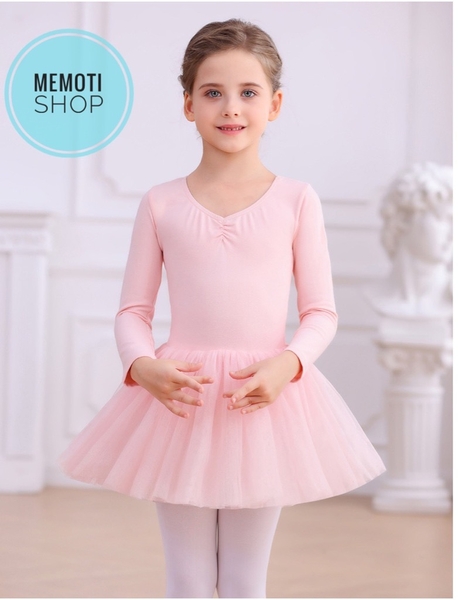 Váy múa basic voan mềm dài tay (xanh, tím, hồng)