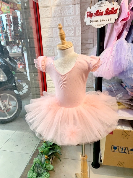 Váy múa cotton đá tiên voan hoa bồng