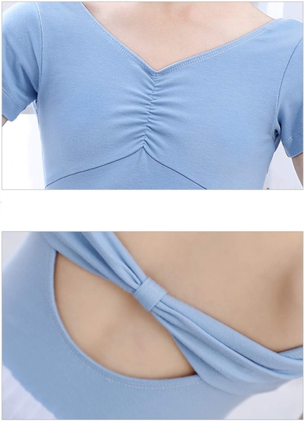 Váy múa tay ngắn nơ lưng voan mềm