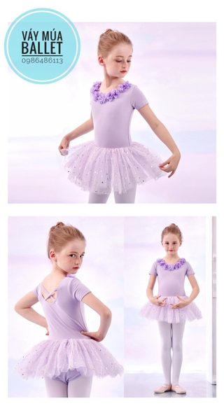 Váy múa hoa cổ sao ngắn (nude, hồng, xanh, tím)