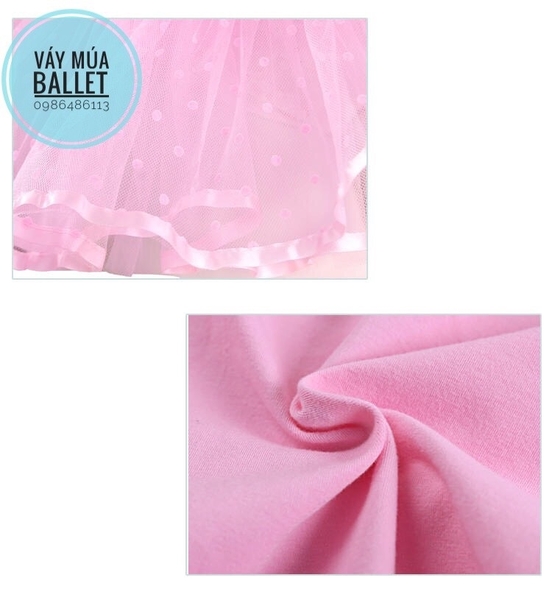 Váy múa phối ren tay ngắn tím