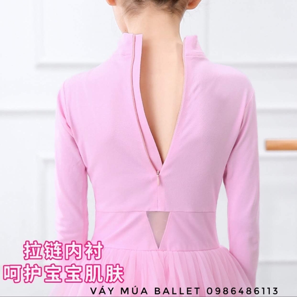 Váy múa cổ lọ voan lụa siêu mềm