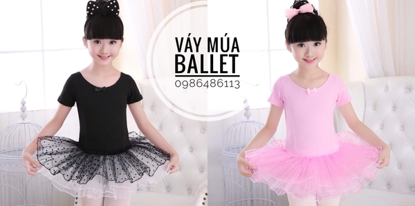 Váy múa basic ngắn tay màu đen