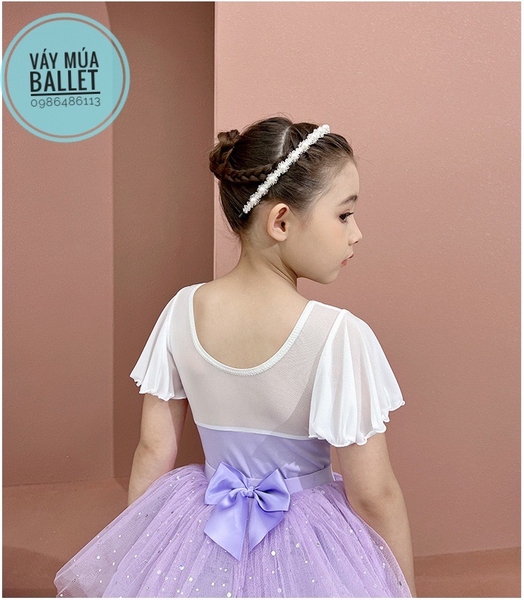 Set áo váy múa tiên đáp ngực sao tím
