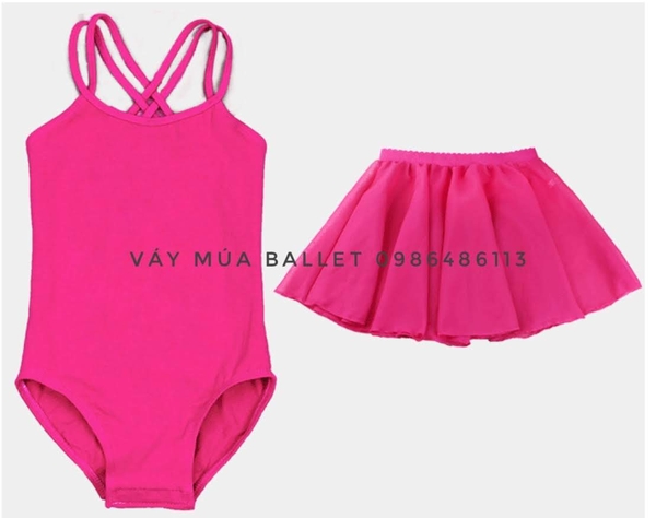Set áo váy tập múa 2 dây đan chéo (hồng, xanh, đậm)