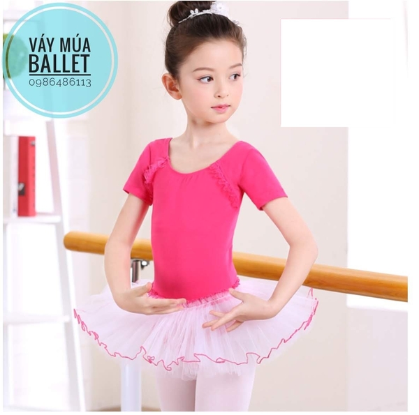 Váy múa bèo cầu ngực 4 màu phối trắng