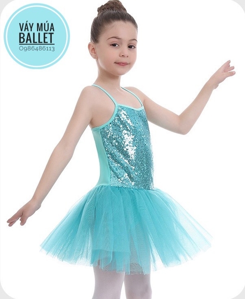 Váy múa thun 2 dây kimsa (xanh, hồng, trắng)