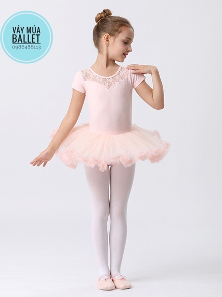 Váy múa ren tutu ngắn tay (hồng, xanh, đen)