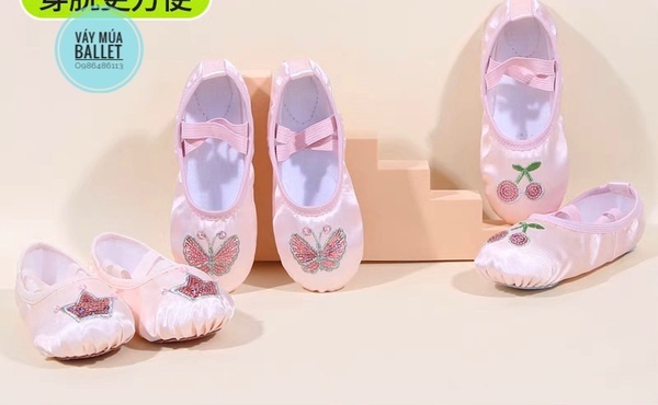 Giày vải múa satin vương miện kimsa